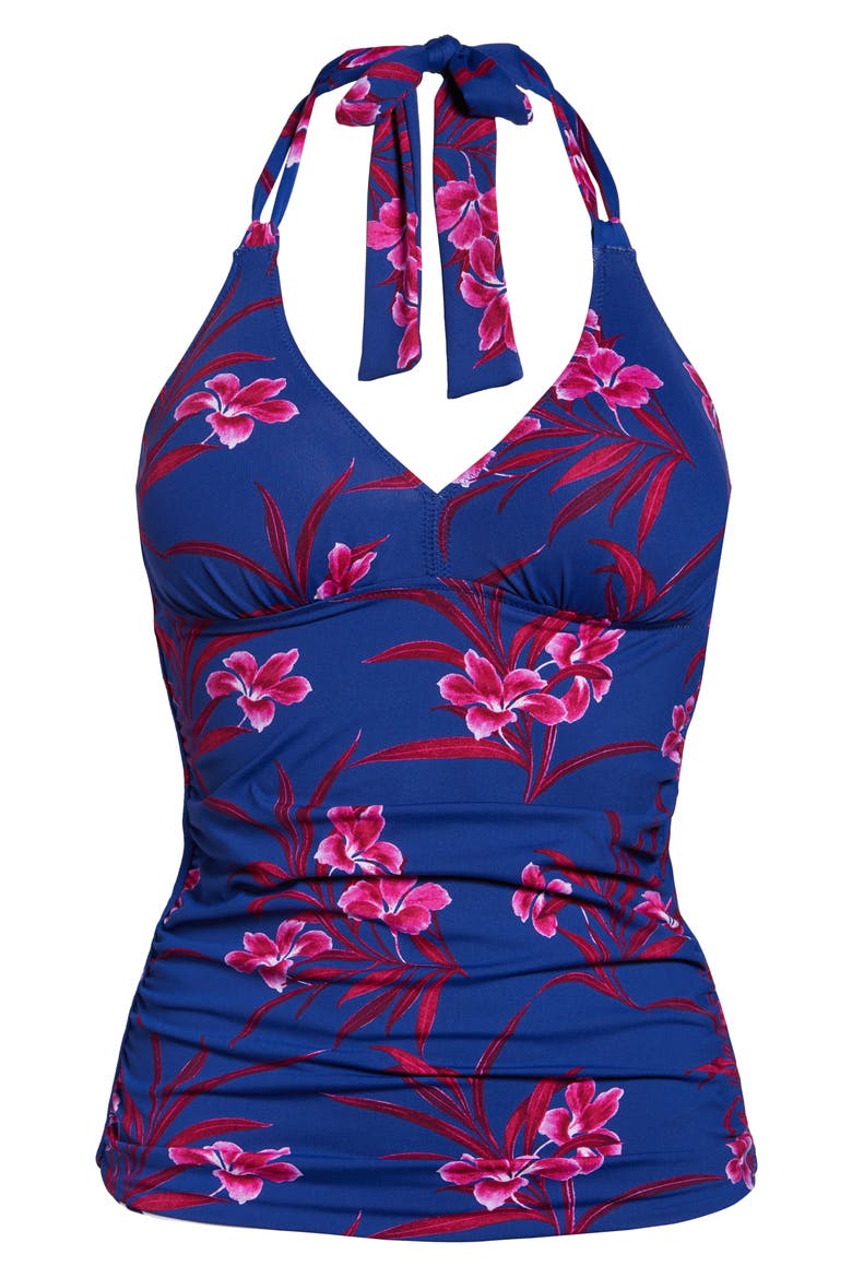 Oasis Blossoms Halter Tankini, Alternate, color, BLUE SAPPHIRE