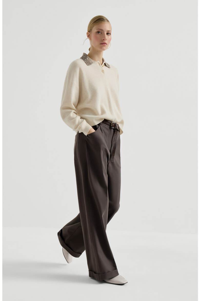 Wide track trousers, Alternate, color, Brown