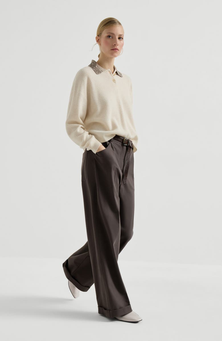 Brunello Cucinelli Wide track trousers, Alternate, color, Brown