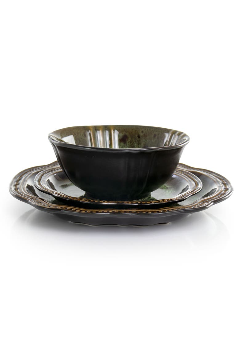 Jade Waves 16 Piece Stoneware Dinnerware Set, Alternate, color, Green