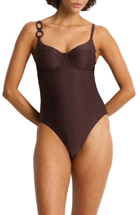Zen Textured Balconette Underwire One-Piece Swimsuit