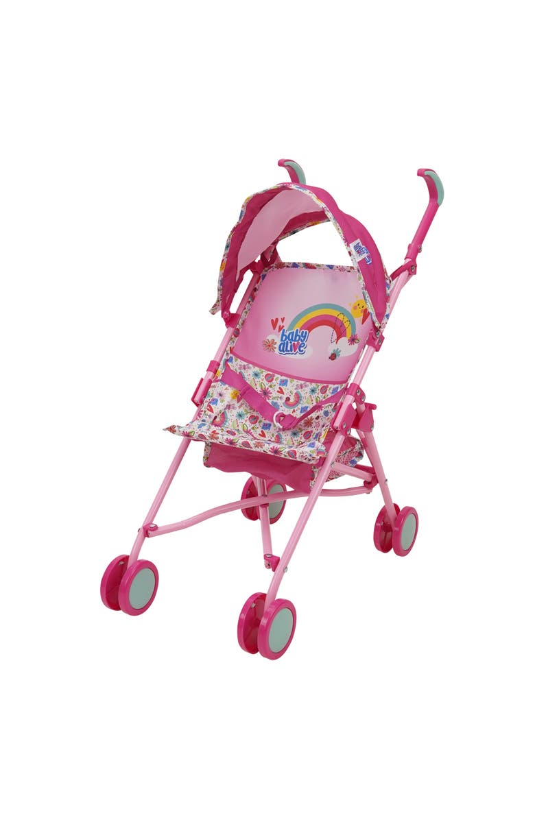 Baby Alive Doll Stroller Pink & Rainbow Fits Dolls Up To 24", Main, color,