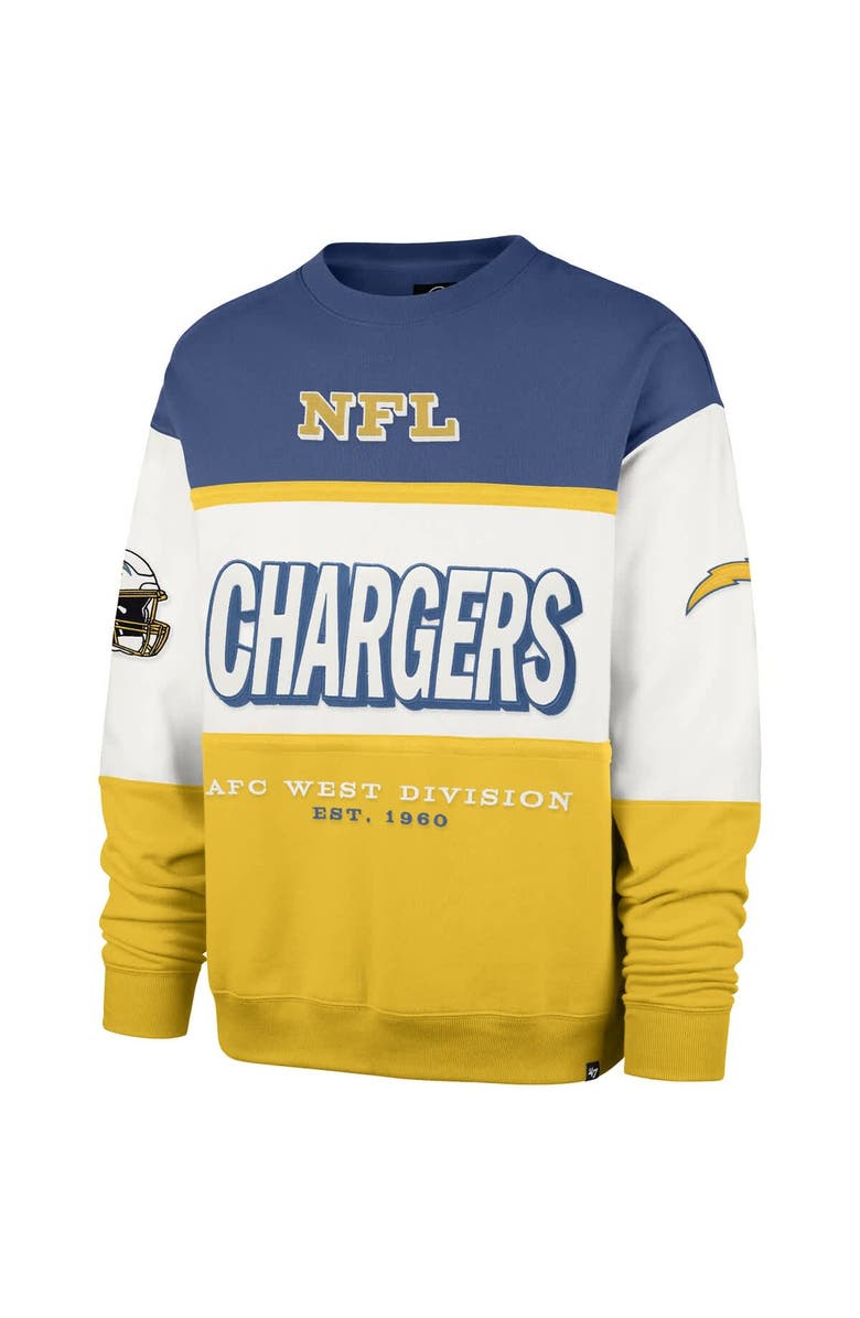 '47 Men's '47 Powder Blue/Gold Los Angeles Chargers Breeze Maximalist Sweatshirt, Alternate, color, Powder Blue