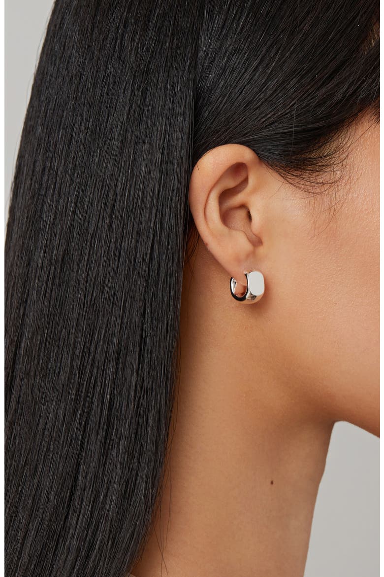 Mila Huggie Hoop Earrings, Alternate, color, HIGH POLISH SILVER