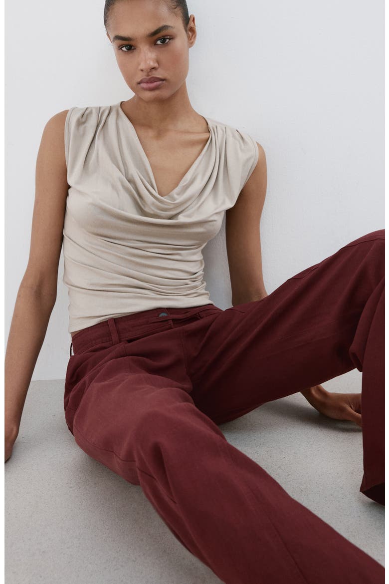 Straight Fit Drawstring Pants, Alternate, color, BURNT ORANGE