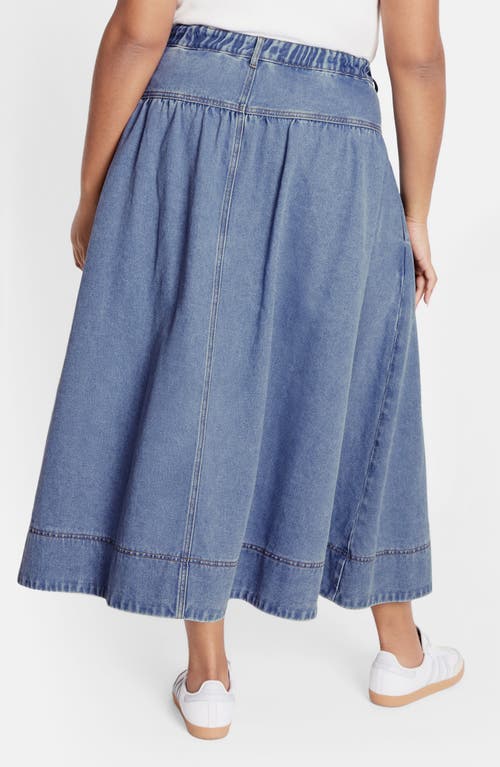 City Chic Denim Maxi Skirt In Denim Light