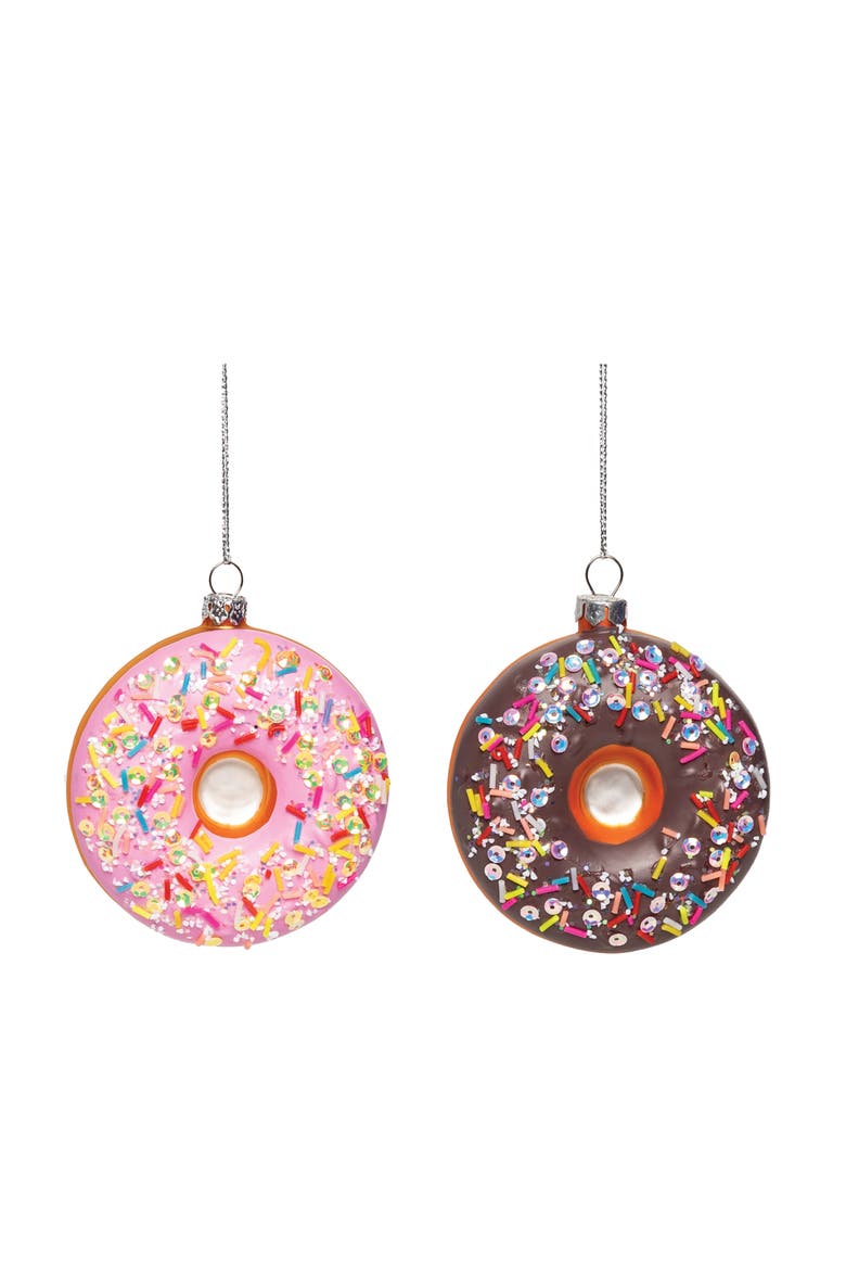 Strawberry & Chocolate Donut Glass Christmas Tree Ornament A/2, Main, color, Pink