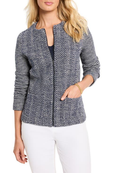 Mix Zip Front Knit Jacket