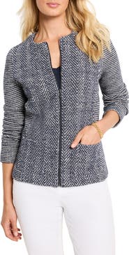 NIC+ZOE Mix Zip Front Knit Jacket
