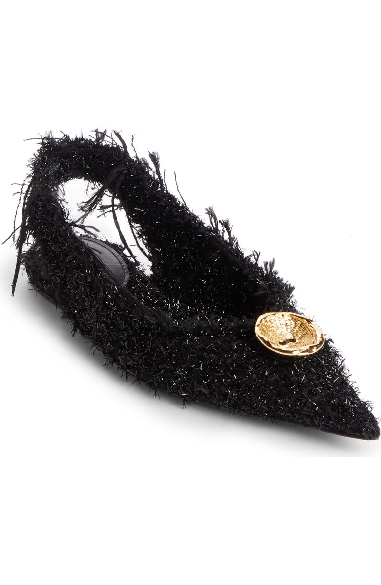 Balenciaga Tweed Pointy Toe Slingback Flat, Main, color,