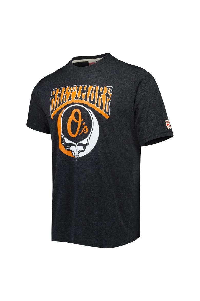 Men's Homage Charcoal Baltimore Orioles Grateful Dead Tri-Blend T-Shirt, Alternate, color, Charcoal