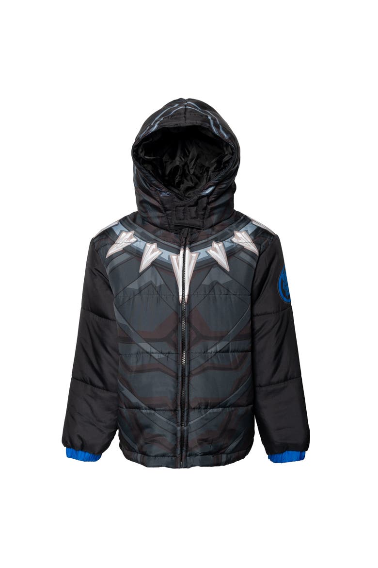 Avengers Black Panther Hooded Zip-Up Puffer Jacket, Main, color, Black Panther Blue