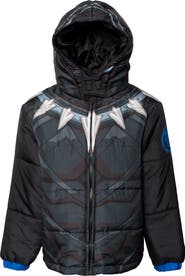 Marvel Avengers Black Panther Hooded Zip-Up Puffer Jacket