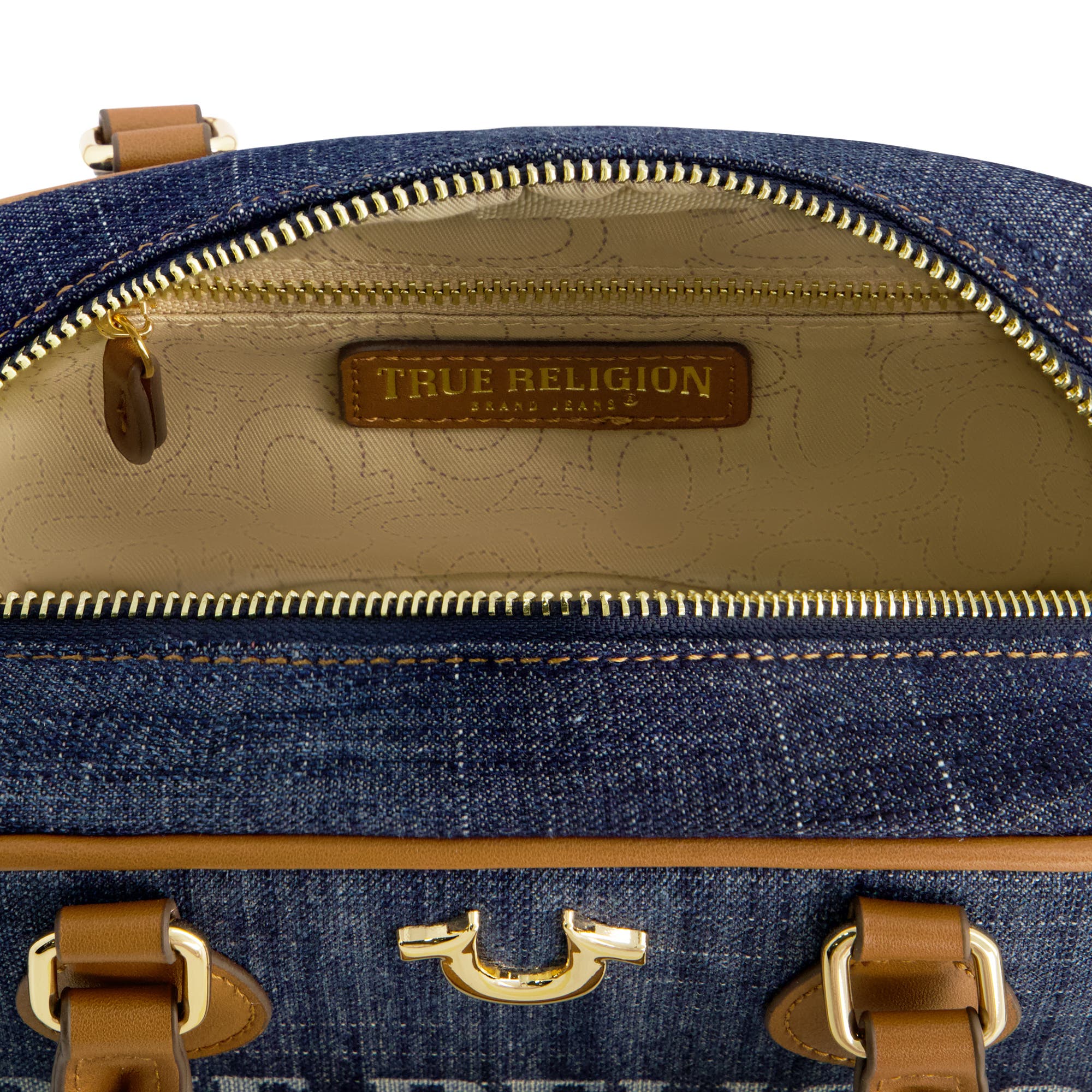 True Religion Denim Logo Mini Satchel Crossbody Bag, Alternate, color, Dark Denim