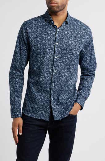 Watercolor Ditsy Floral Print Button-Up Shirt