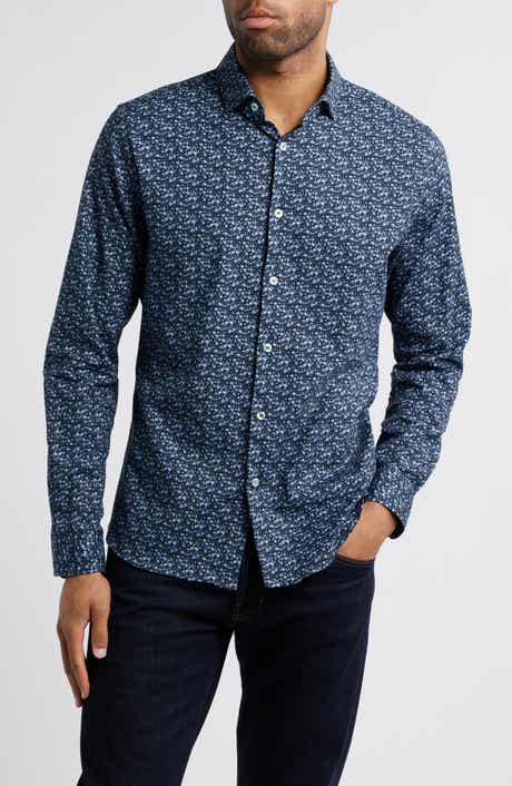 Watercolor Ditsy Floral Print Button-Up Shirt