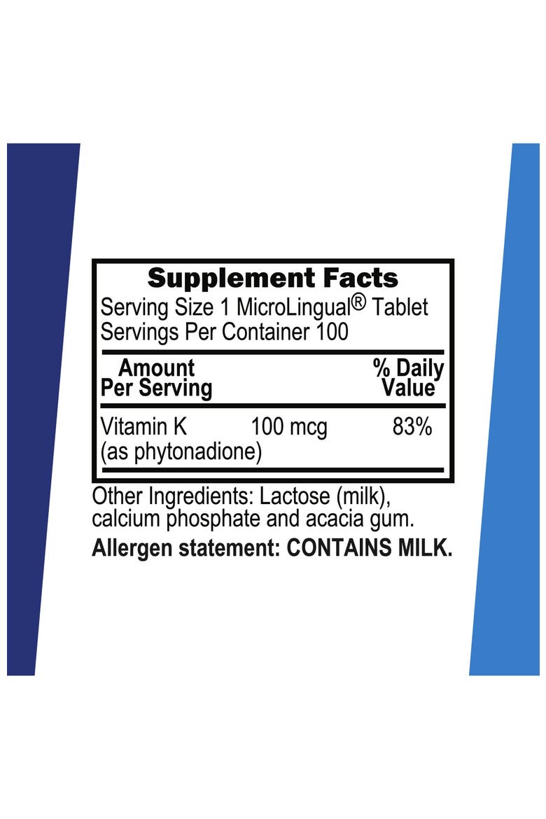 Vitamin K Sublingual Dissolving Tablets, Alternate, color, White
