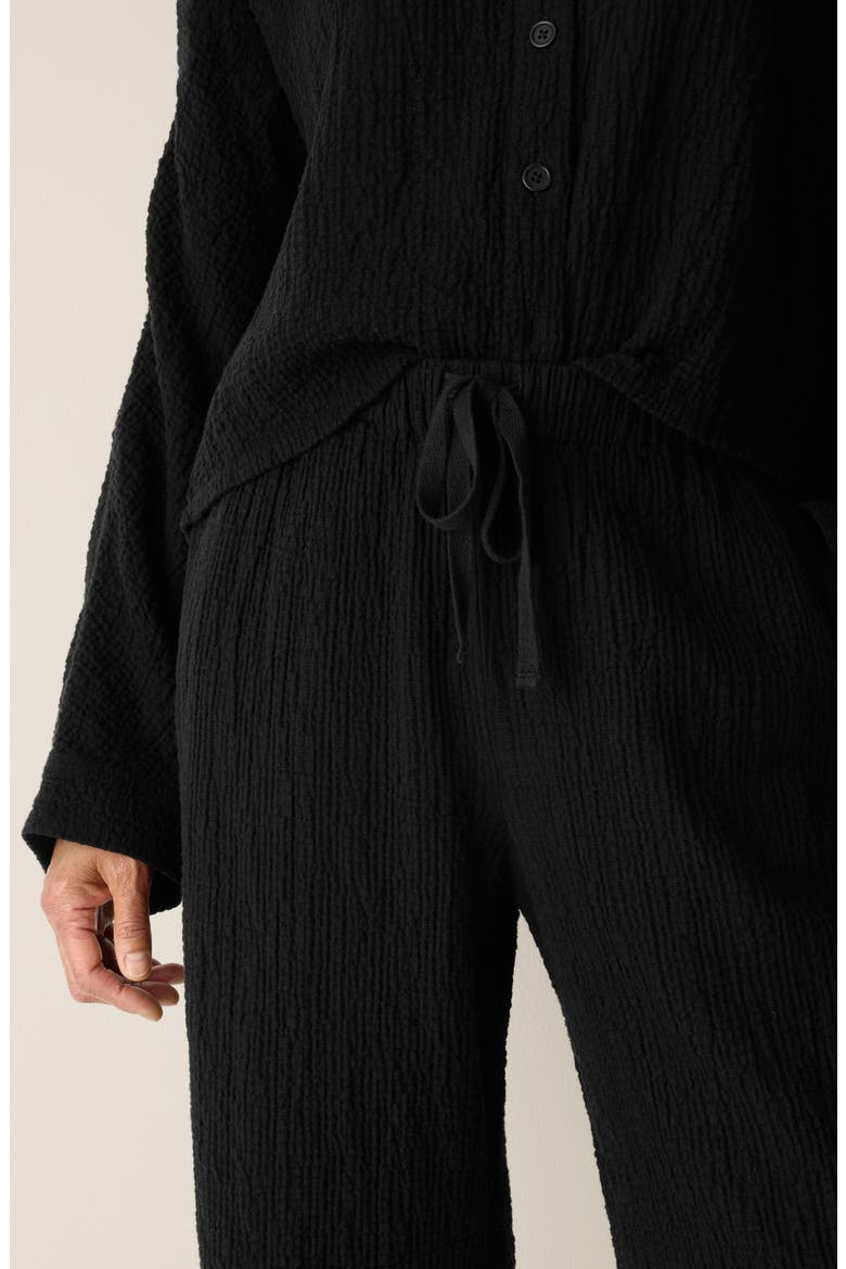 Crinkled Stretch Organic Cotton Drawstring Pants, Alternate, color, BLACK