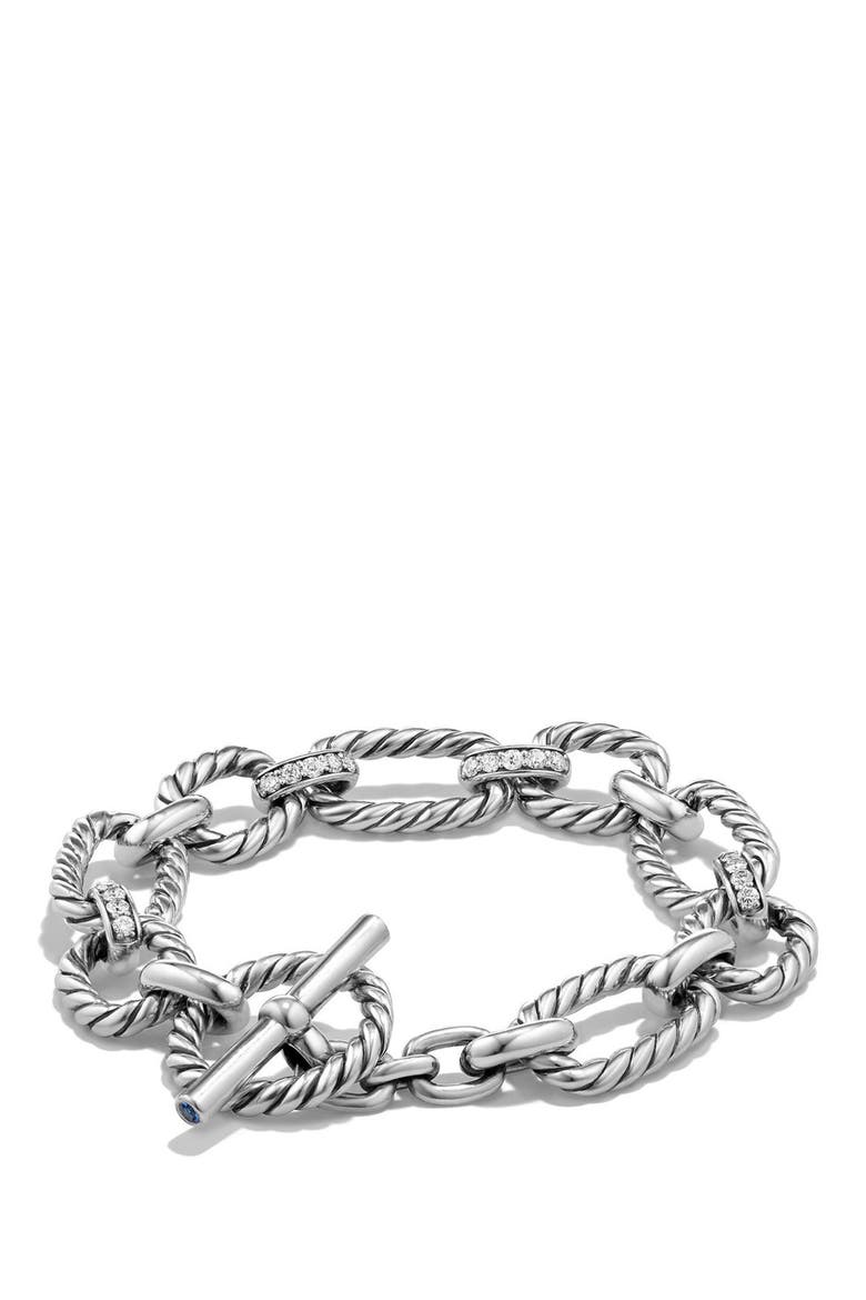 Chain Cushion Link Bracelet with Diamonds, Main, color, SILVER
