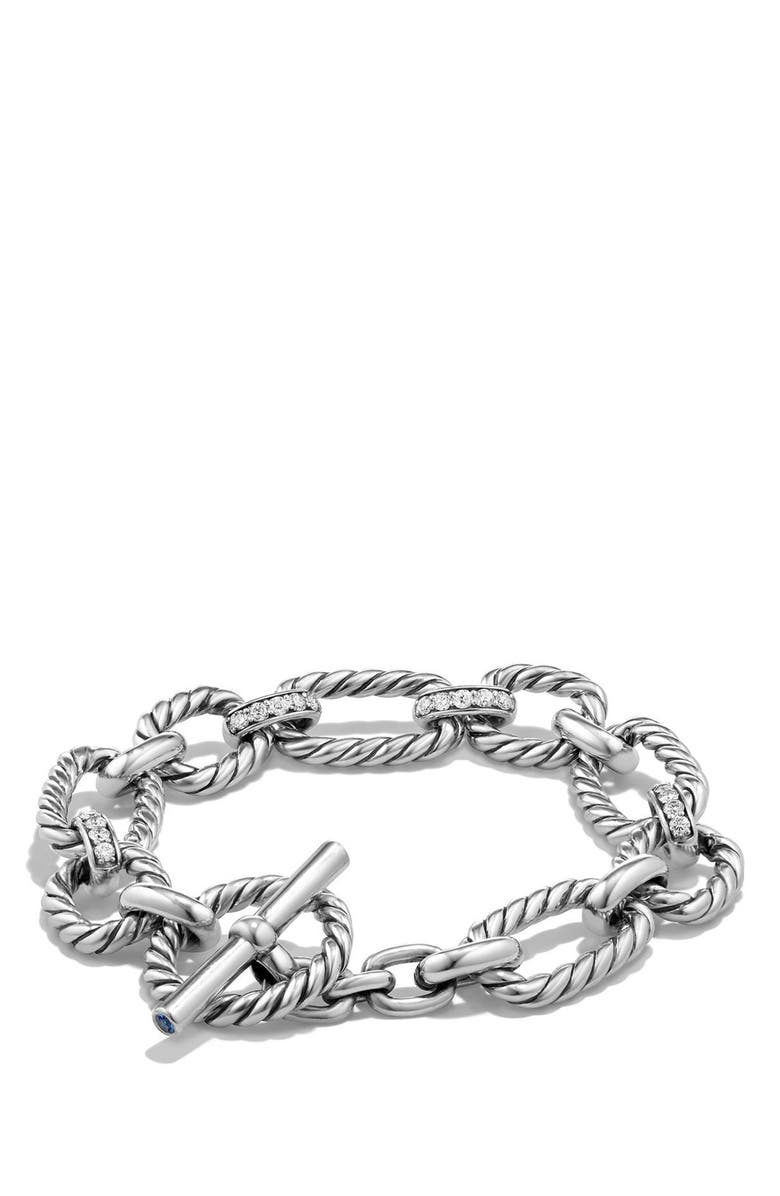 David Yurman Chain Cushion Link Bracelet with Diamonds, Main, color,