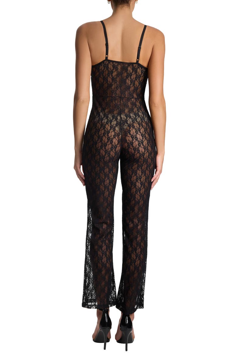 Hanky Panky Lucy Sheer Lace Jumpsuit, Alternate, color, Black