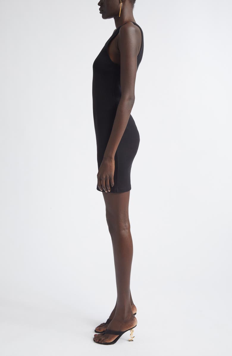 Saint Laurent Cassandre Cotton Rib Dress, Alternate, color, Noir