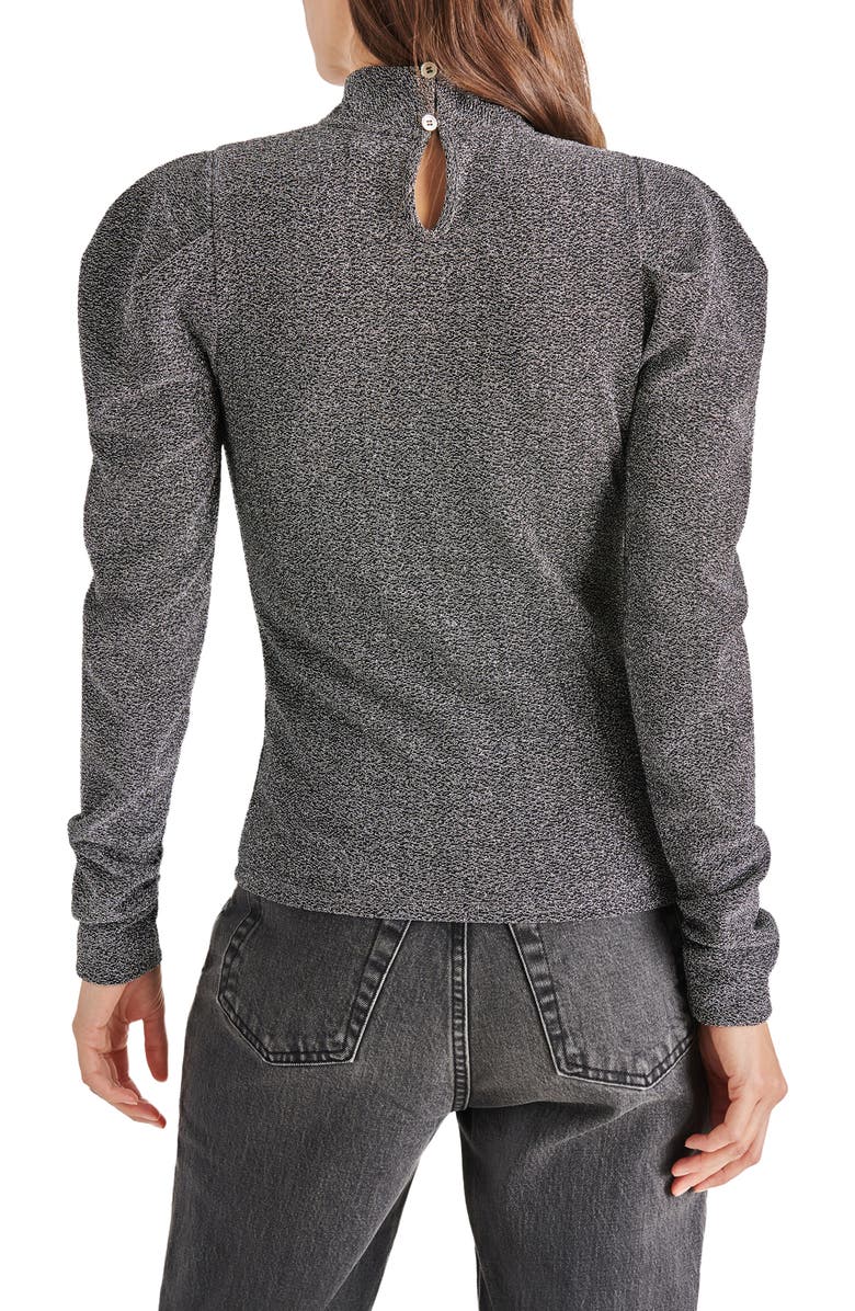 Steve Madden Estella Metallic Puff Shoulder Knit Top, Alternate, color, 