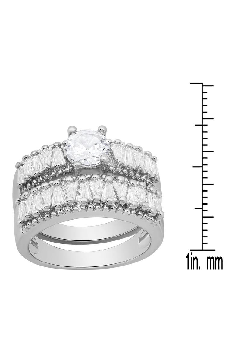 Round & Tapered Baguette Cut Simulated Diamond Ring, Alternate, color, SILVER