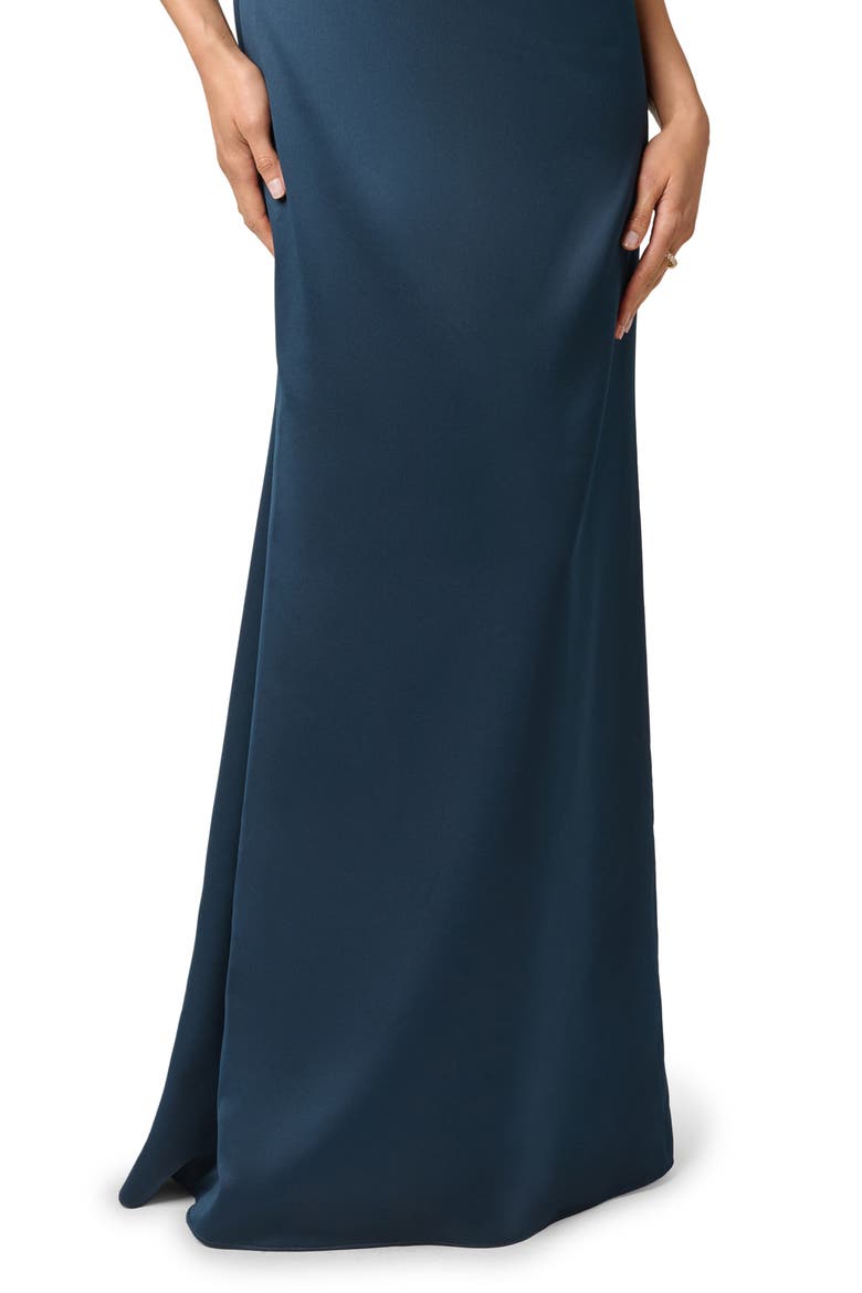 Beaded Off the Shoulder Satin Mermaid Gown, Alternate, color, DARK NAVY