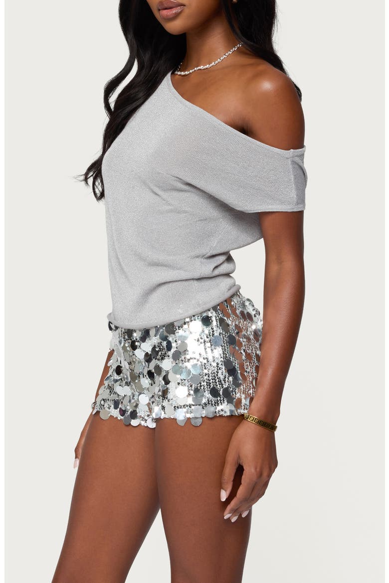 Holly Glitter Off the Shoulder Top, Alternate, color, SILVER