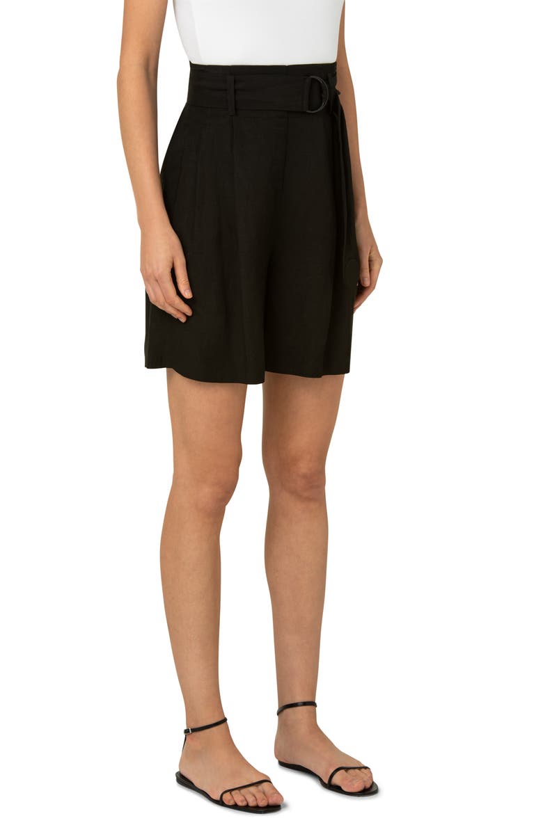 Akris punto High Waist Belted Shorts, Alternate, color, Black