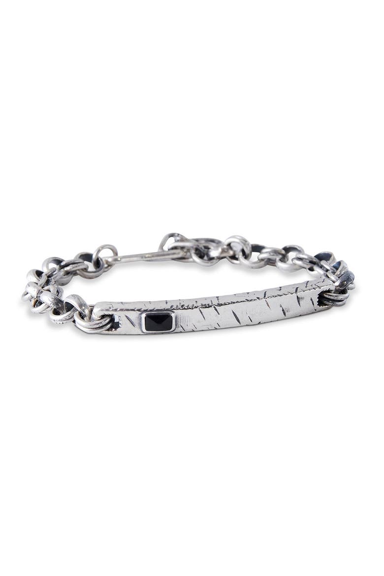 Rustic Silver Bracelet with Zirconia, Main, color, Sterling Silver