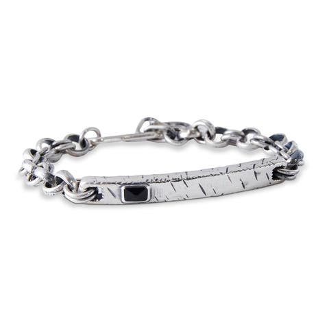 Rustic Silver Bracelet with Zirconia