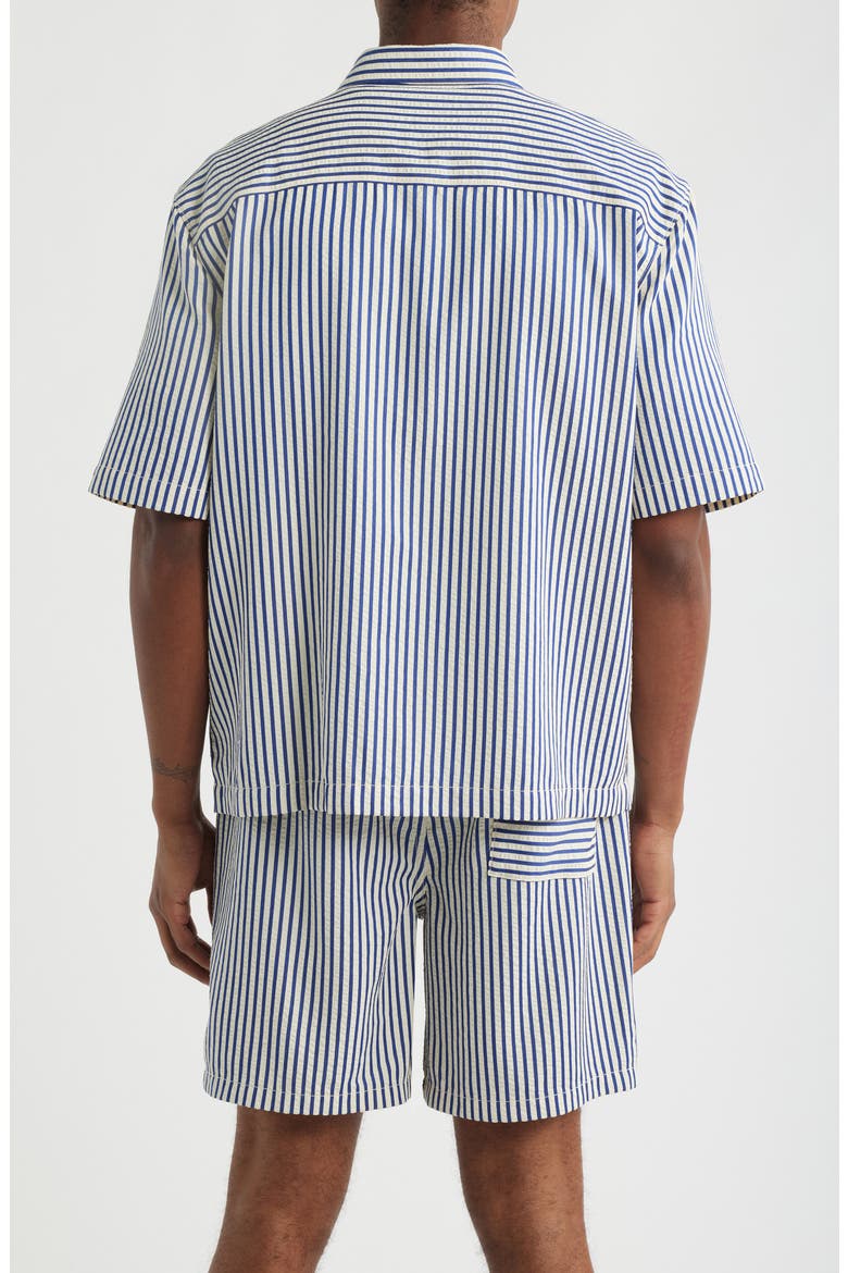 Stripe Short Sleeve Seersucker Button-Up Shirt, Alternate, color, BLUE HEADER STRIPE