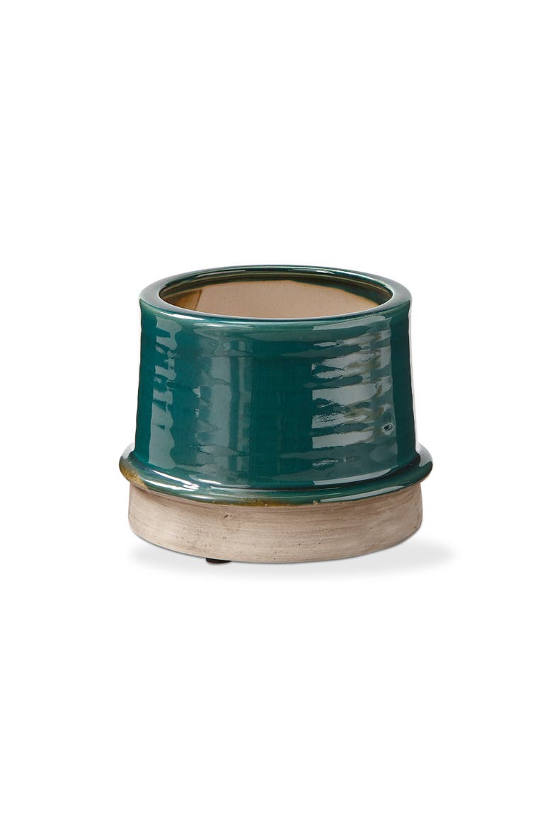 Medium Green Glazed Stoneware Radius Planter for 4" Pot, Main, color, Green