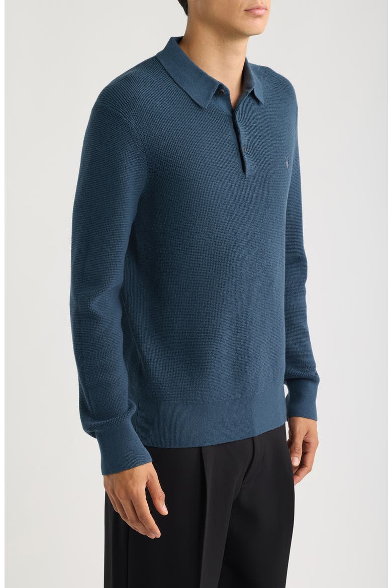Waffle Knit Polo, Alternate, color, TEAL BLUE