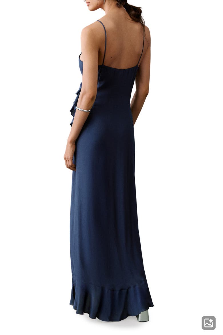 Ruffle Maxi Dress, Alternate, color, NAVY