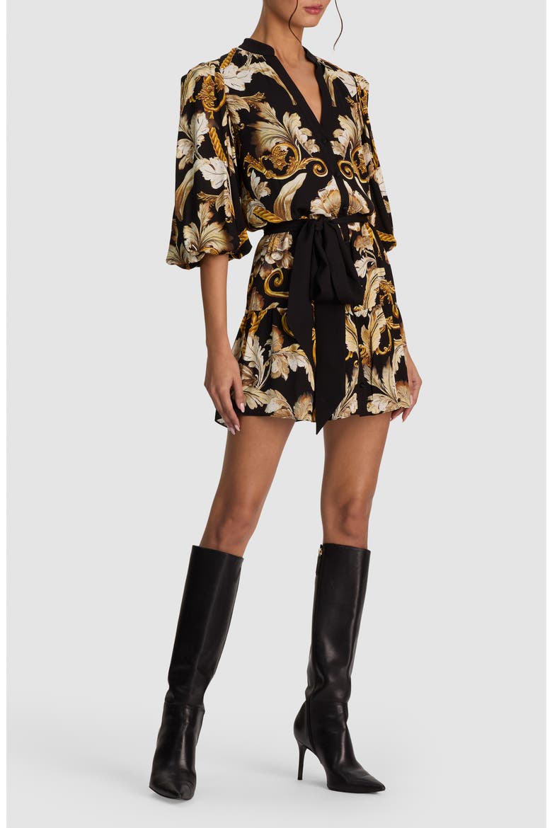 Antonette Tiered Minidress, Alternate, color, NOIR ELEGANCE OFF WHITE