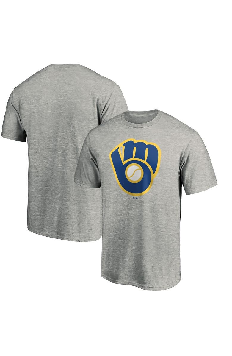 FANATICS Men's Fanatics Branded Heathered Gray Milwaukee Brewers Cooperstown Collection Huntington Logo T-Shirt, Main, color, Heather Gray