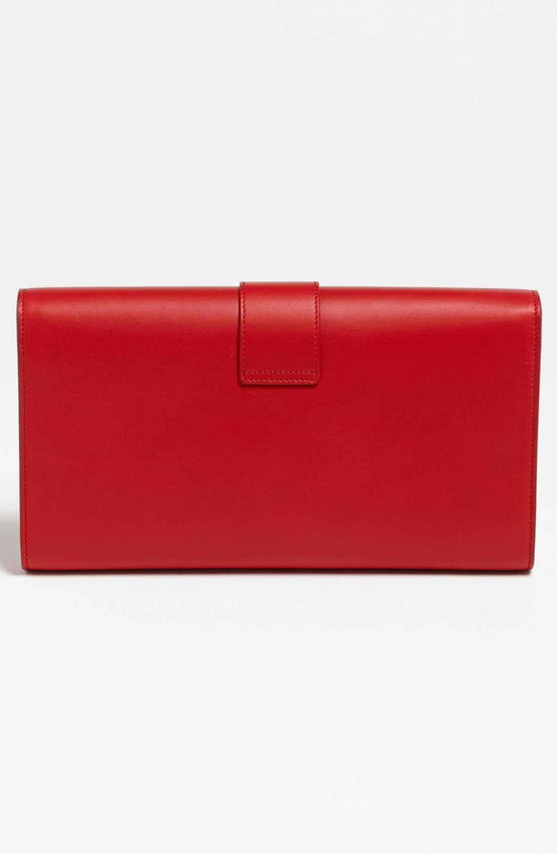 'Y' Leather Clutch, Alternate, color, ROUGE