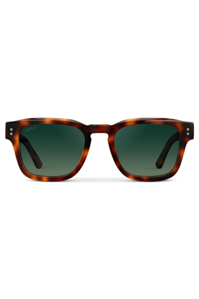 Wayne - 50mm Rectangular Polarized Sunglasses, Main, color, Havana Tortoise