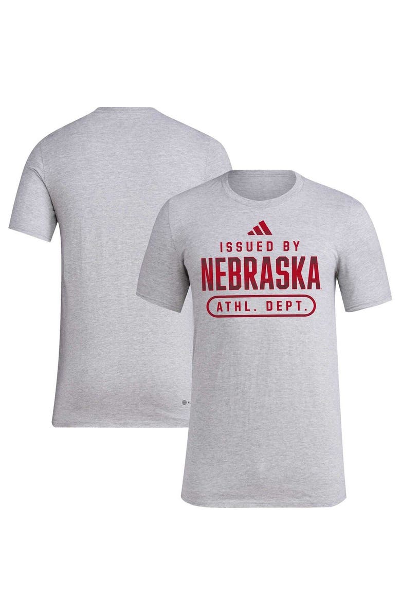 adidas Men's adidas Heather Gray Nebraska Huskers AEROREADY Pregame T-Shirt, Alternate, color, Heather Gray