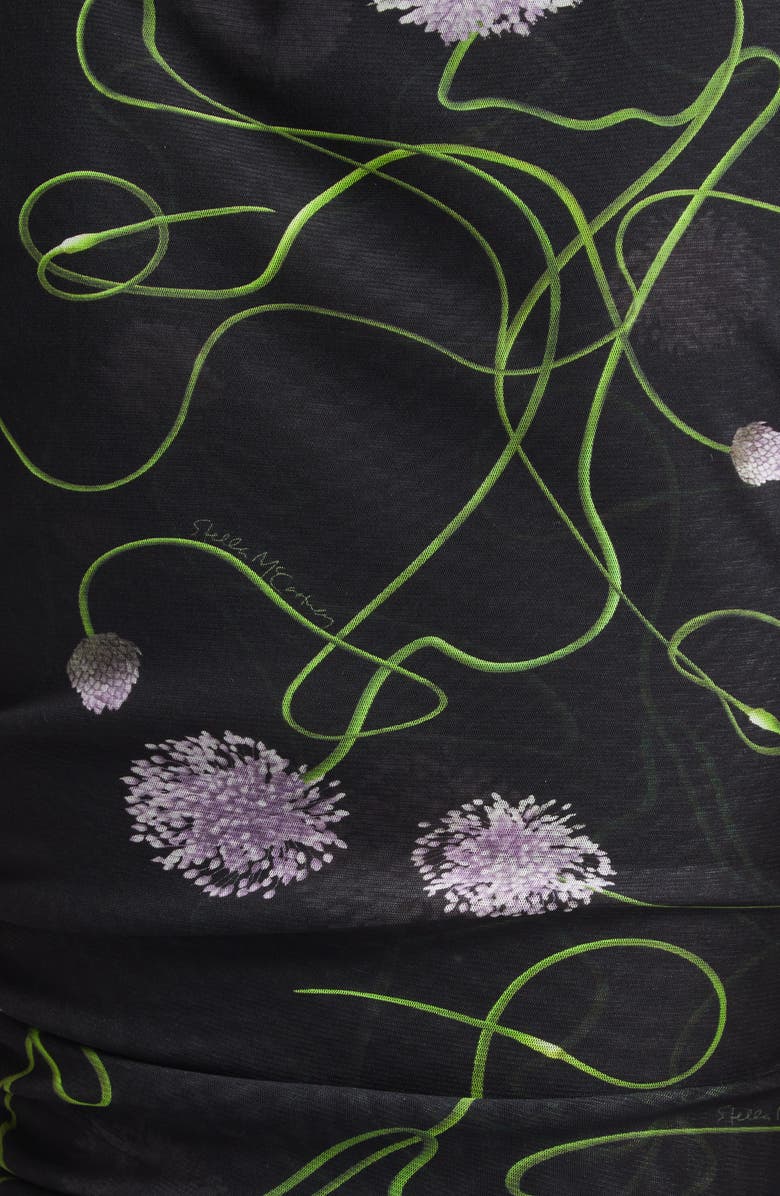 Stella McCartney Twisted Floral Mesh Top, Alternate, color, Black Multi