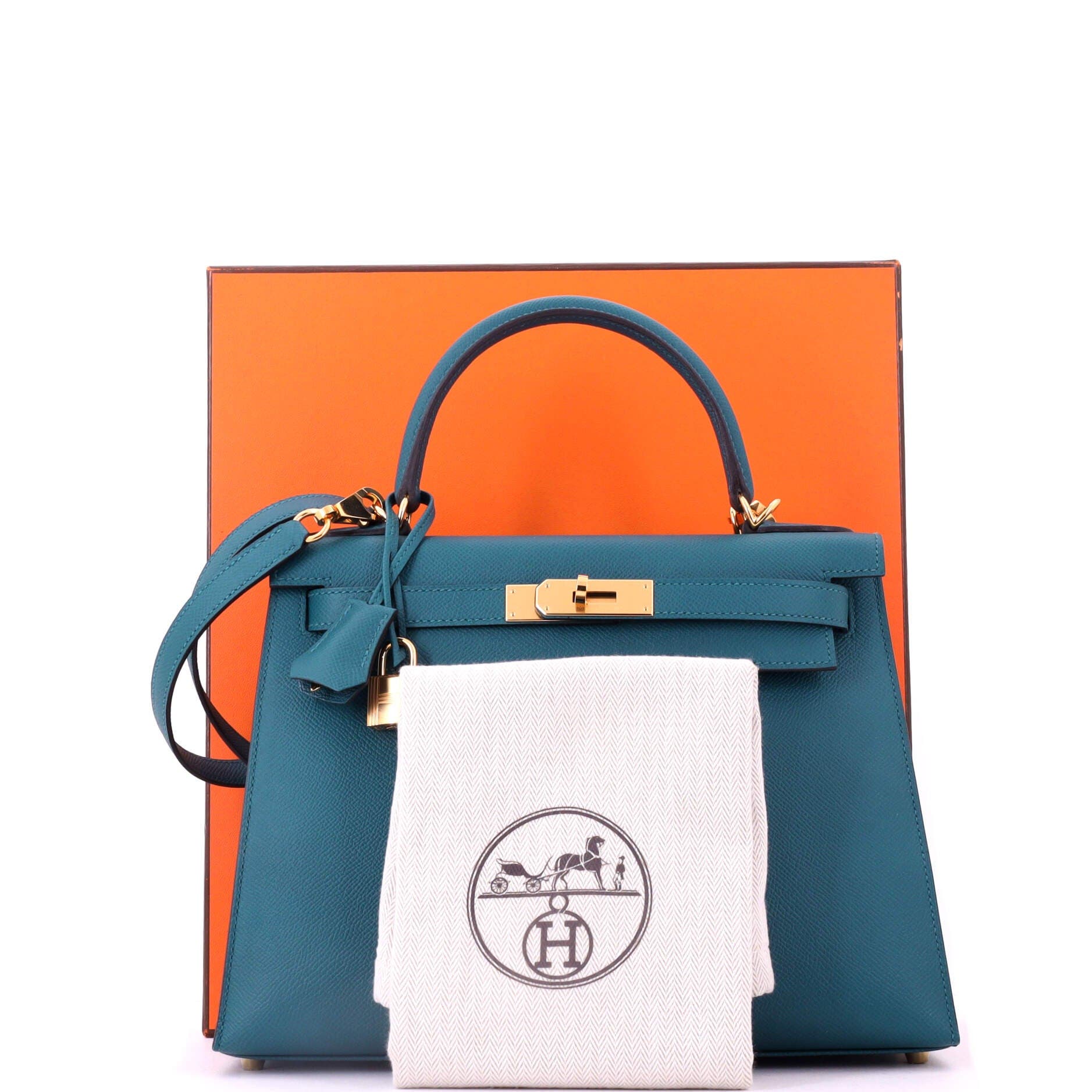 Pre-Owned Hermes Kelly Handbag Green Epsom with Gold Hardware 28, Alternate, color, Vert Bosphore