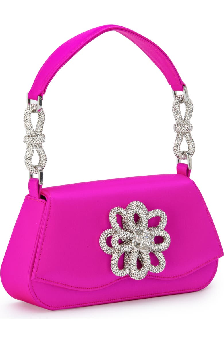 Mach & Mach Medium Carrie Crystal Flower Satin Shoulder Bag, Alternate, color,