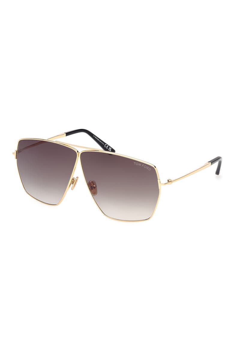 Stella 67mm Oversize Navigator Sunglasses, Alternate, color, DEEP GOLD / GRADIENT SMOKE