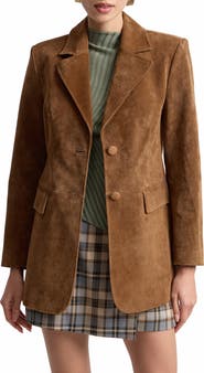 Avec Les Filles Longline Suede Blazer