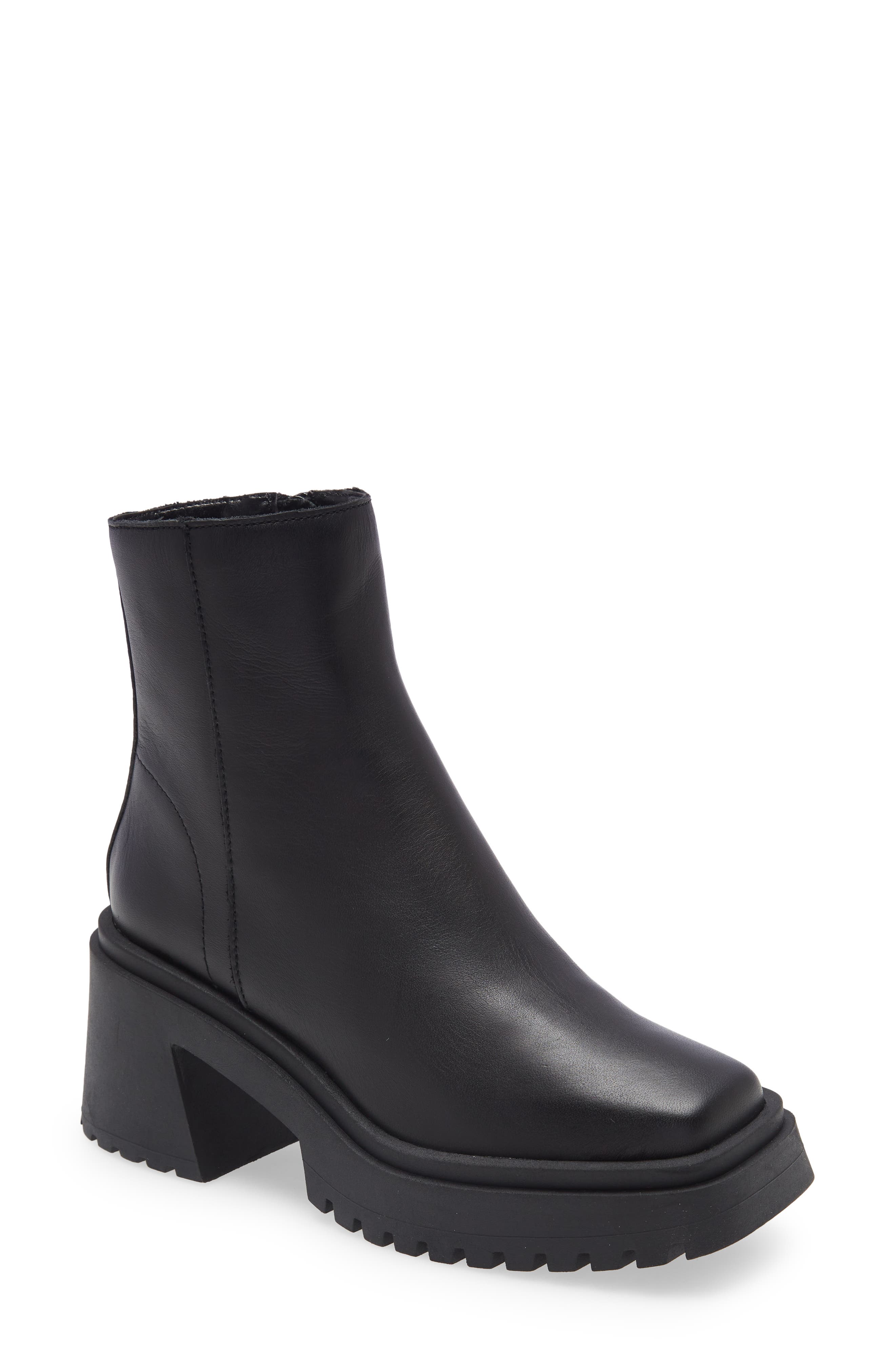 Fella Platform Bootie, Main, color, BLACK LEATHER