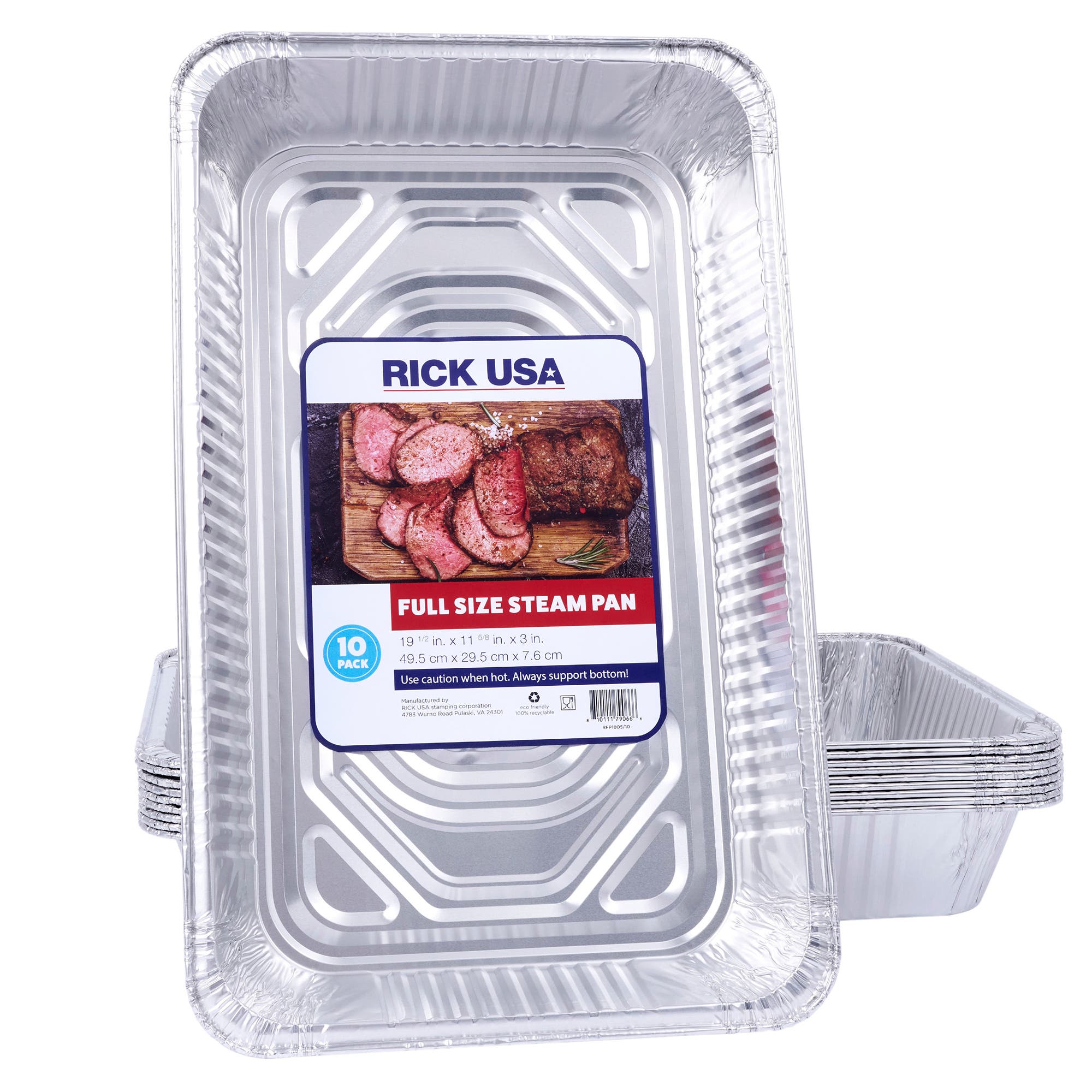 RICK USA Full Size Steam Pan 10pk in Silver 