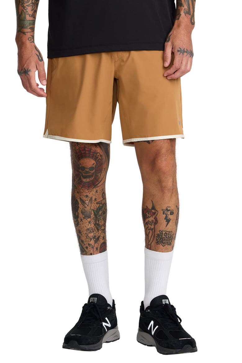 Yogger Stretch Contrast Shorts, Main, color, CAMEL